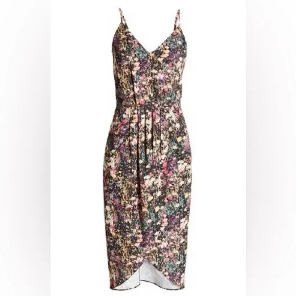 Chelsea28 | Dresses | Chelsea28 Sleeveless Faux Wrap Dress In Black Multi  Meadow Floral | Poshmark